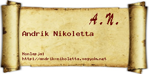 Andrik Nikoletta névjegykártya
